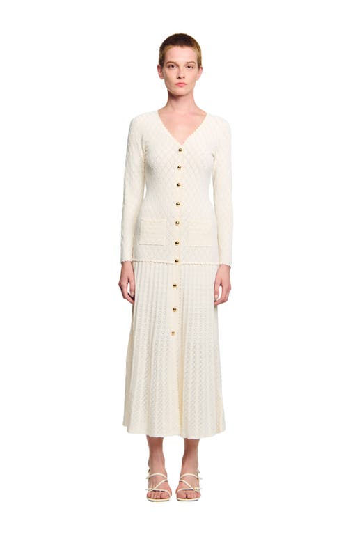 Sandro Fancy Knit Maxi Dress In Neutral