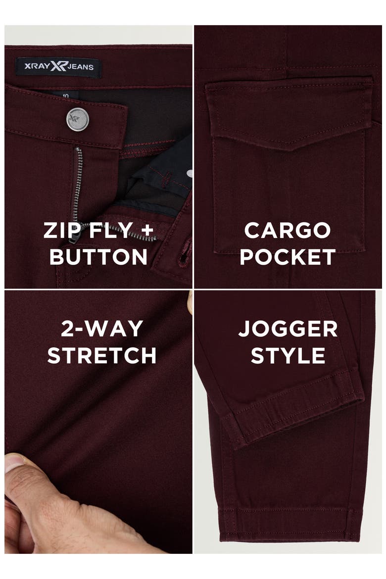 Kids' Flex Waist Commuter Cargo Joggers, Alternate, color, BURGUNDY