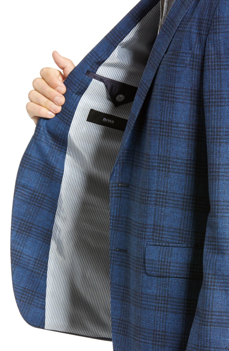 BOSS Hartley Classic Fit Plaid Wool Blend Sport Coat, Alternate, color,