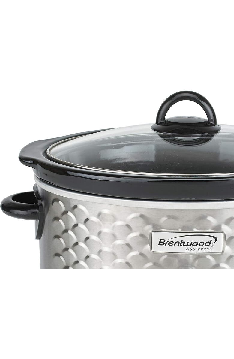Brentwood Slow Cooker Scallop Pattern, Alternate, color, Stainless Steel