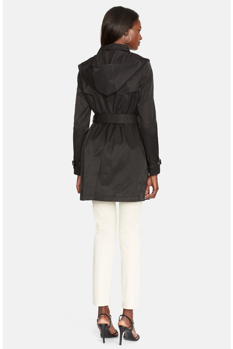 Trench Coat with Detachable Hood, Alternate, color, BLACK