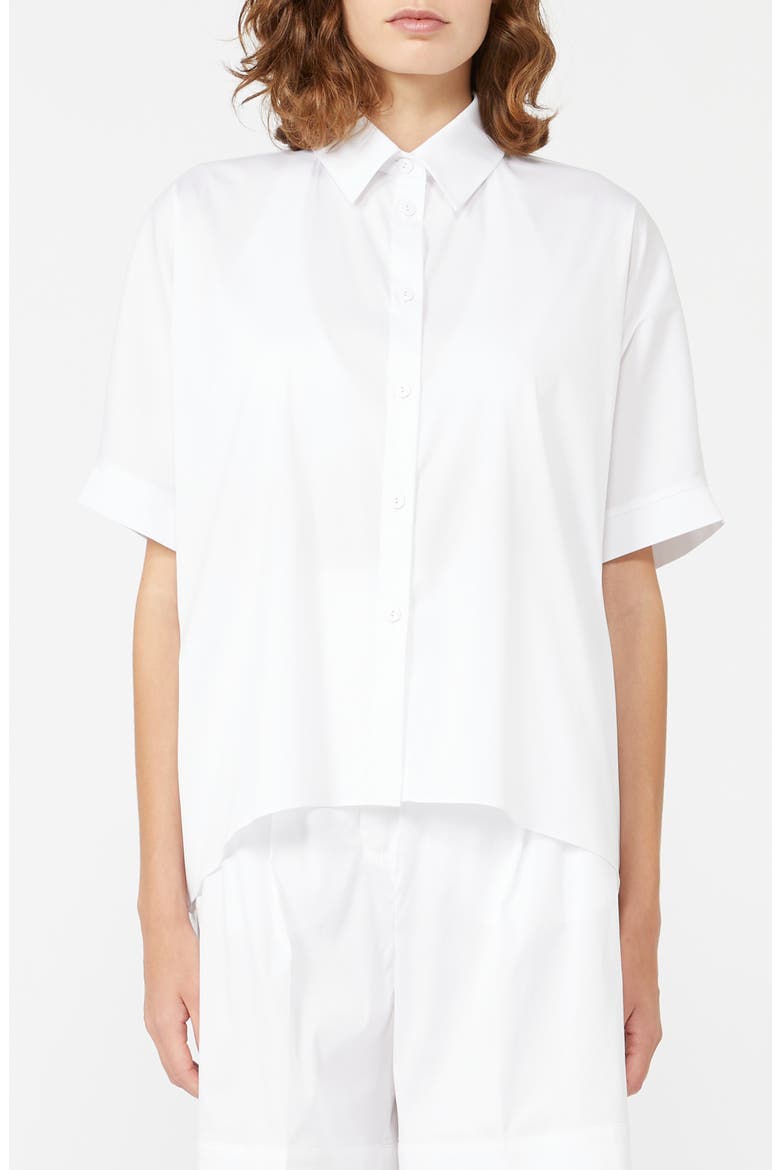Pittura Short Sleeve Stretch Cotton Blend Cover-Up Shirt, Main, color, OPTICAL WHITE