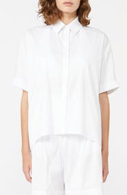 Max Mara Pittura Short Sleeve Stretch Cotton Blend Cover-Up Shirt