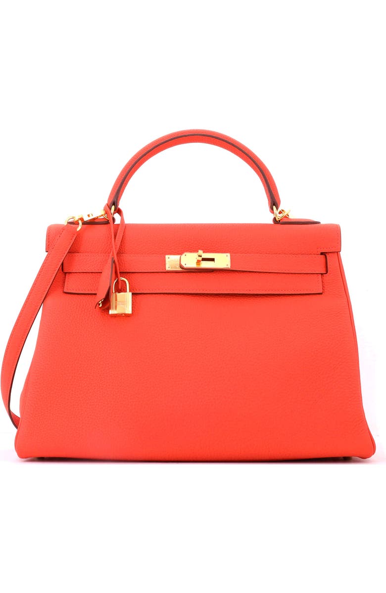 Pre-Owned Hermes Kelly Handbag Orange Togo with Gold Hardware 32, Main, color, Capucine