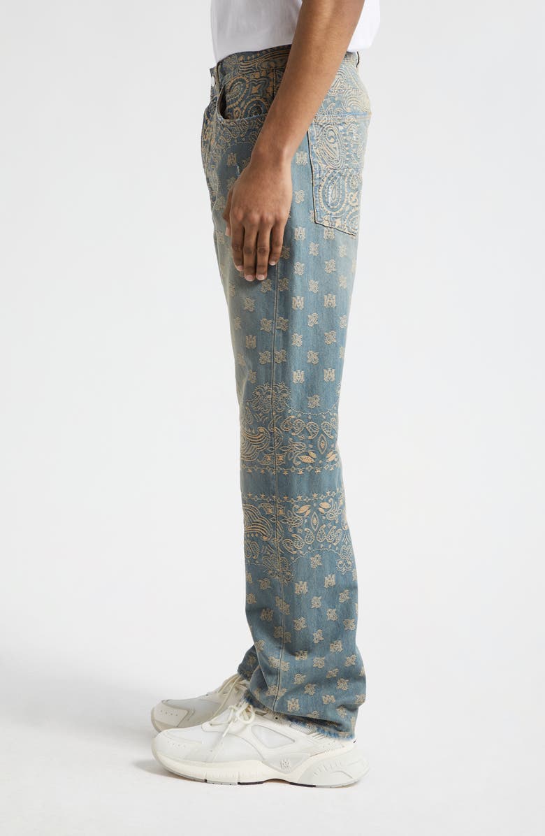 AMIRI Bandana Jacquard Straight Leg Jeans, Alternate, color, Crafted Indigo