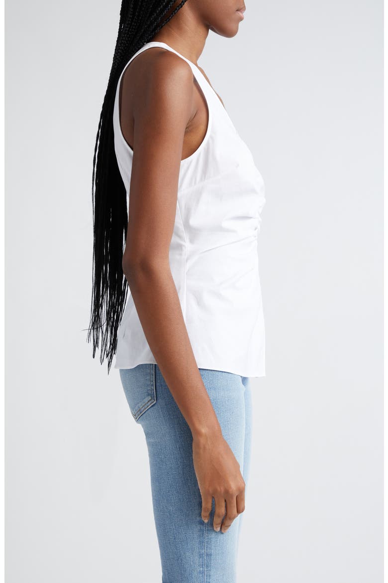 Oya Center Ruched Stretch Cotton Top, Alternate, color, WHITE