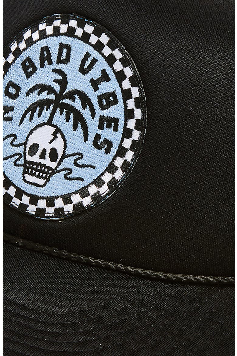 No Bad Vibes Trucker Hat, Alternate, color, BLACK