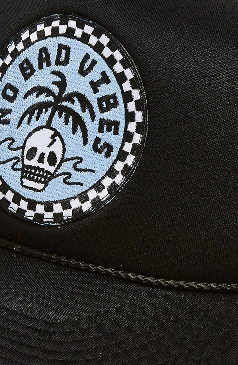 Local Beach No Bad Vibes Trucker Hat, Alternate, color, Black