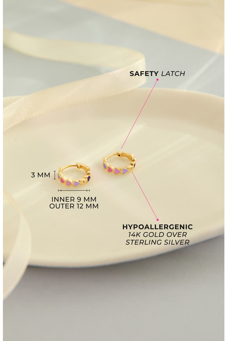 Enamel Cascading Heart Girl Earrings, Alternate, color, Purple