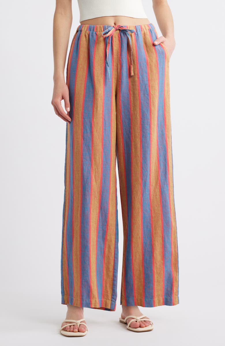 Rails Emmie Stripe Linen Drawstring Pants, Main, color, Rio Stripe