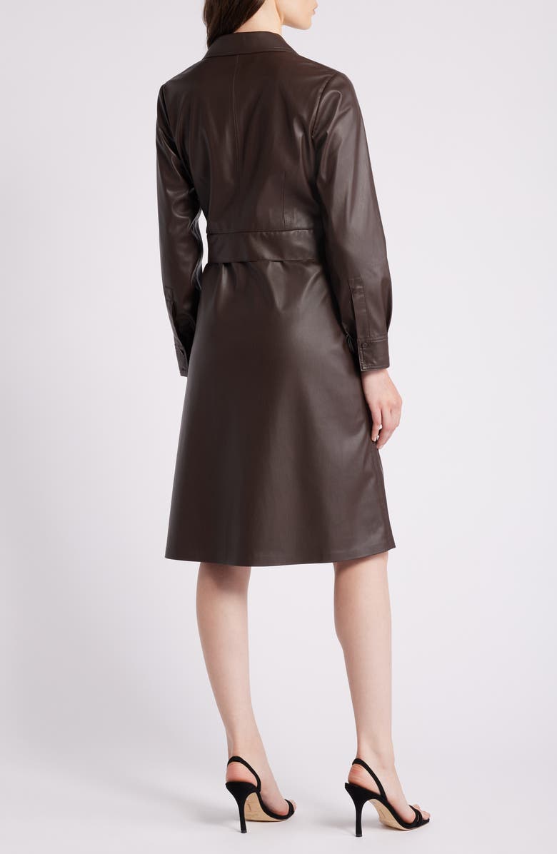 KOBI HALPERIN Tie Belt Long Sleeve Faux Leather Dress, Alternate, color,