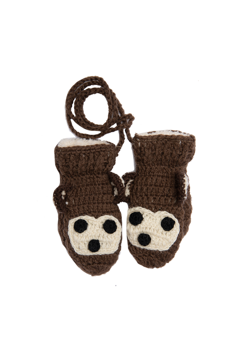Crochet Monkey Mittens, Main, color, White combo