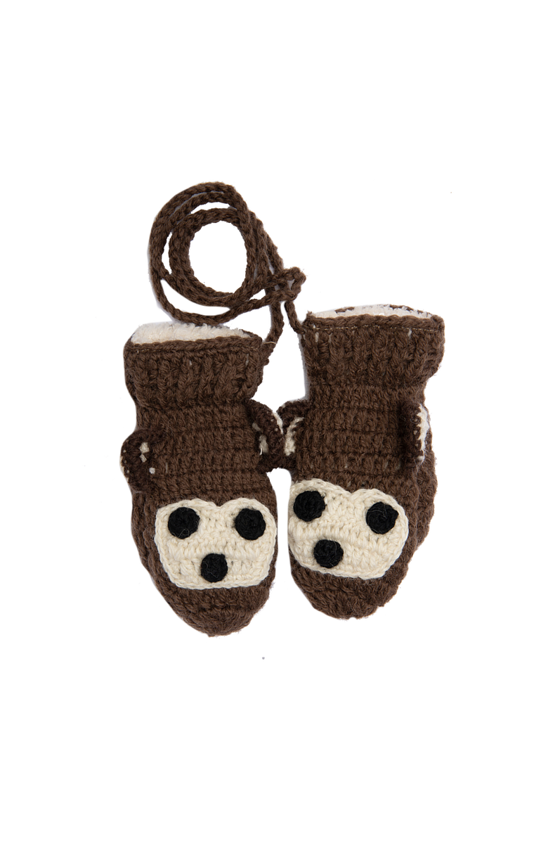 Nirvanna Designs Crochet Monkey Mittens, Main, color, White Combo