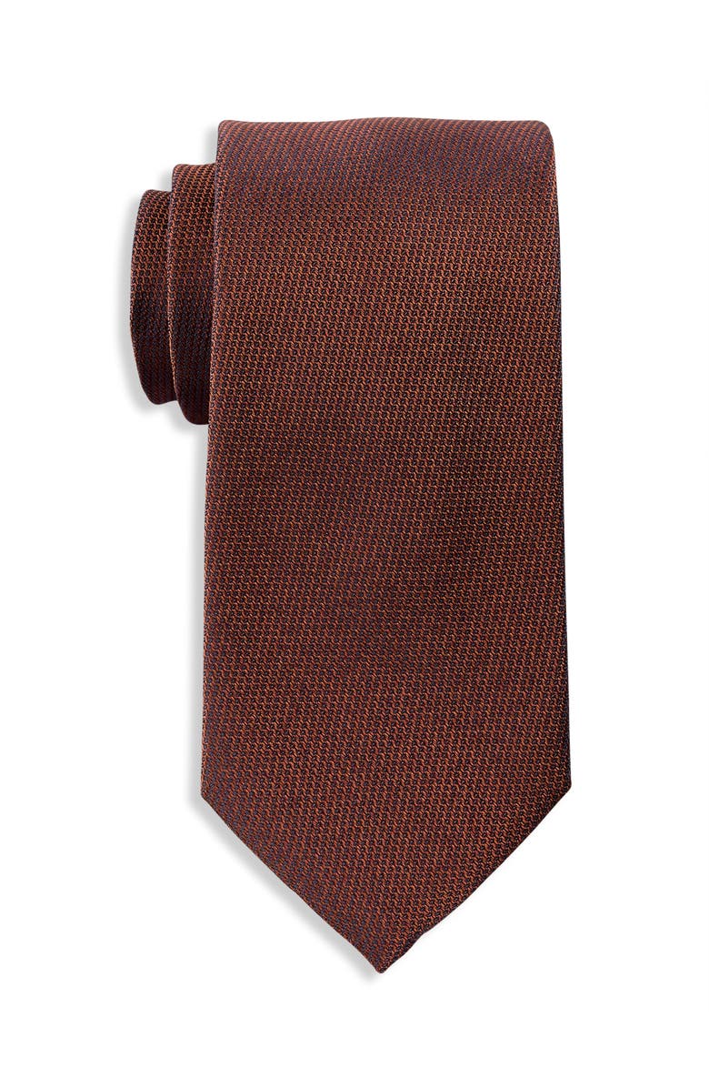 Michael Kors Big & Tall Woven Textured Tie, Main, color, Rust
