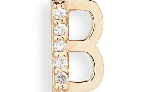 Lana 14k Gold Diamond Initial Single Stud Earring In Brown