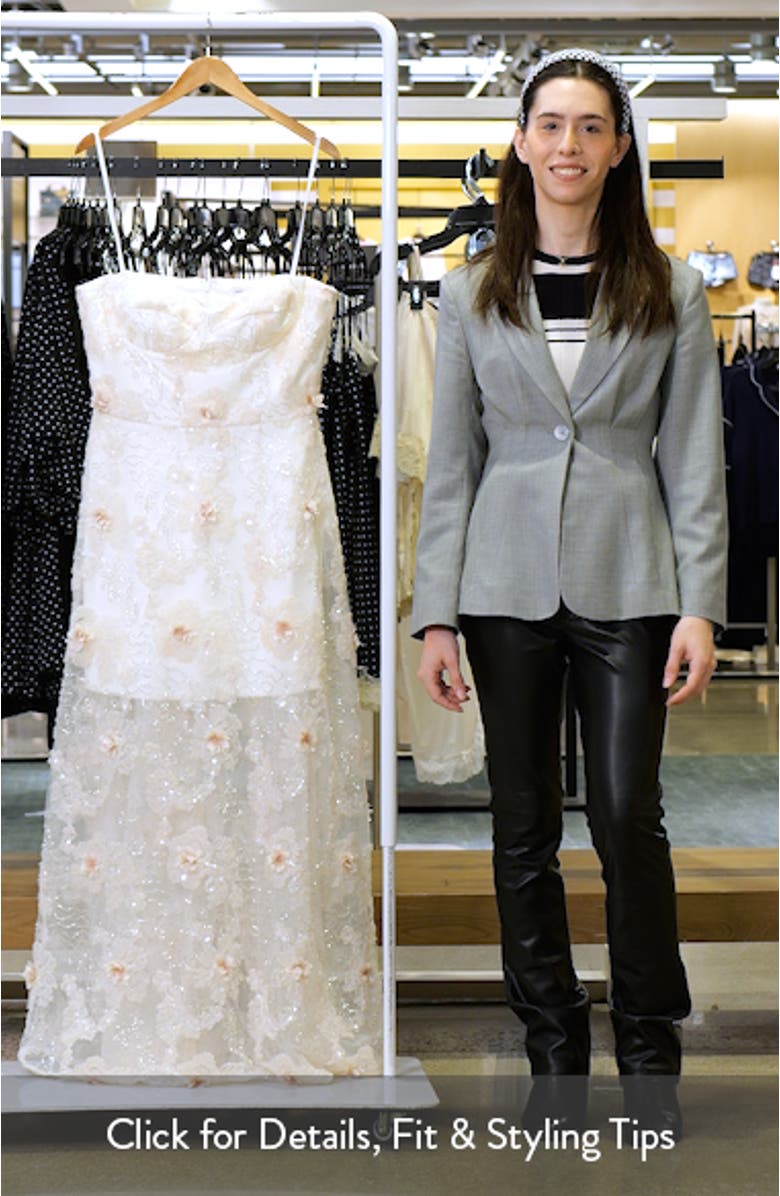 Connor Beaded Floral Strapless Gown, sales video thumbnail