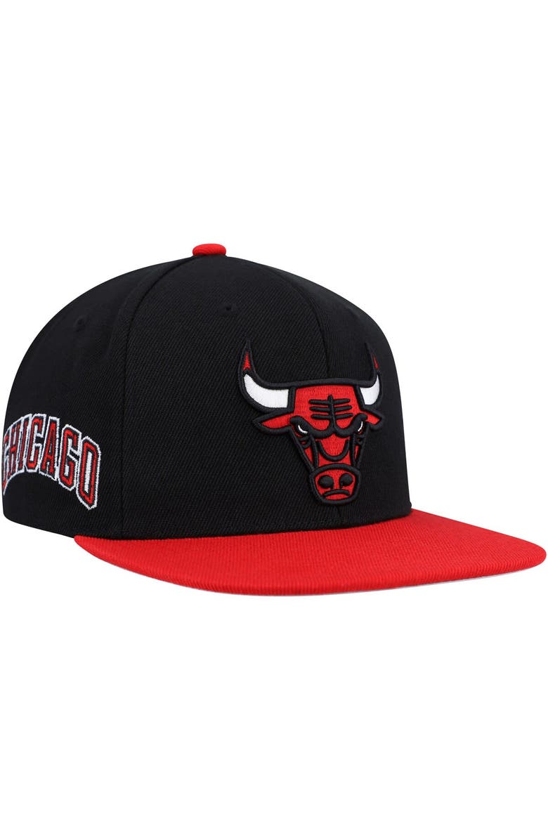 Mitchell & Ness Men's Mitchell & Ness Black/Red Chicago Bulls Side Core 2.0 Snapback Hat, Main, color, Black