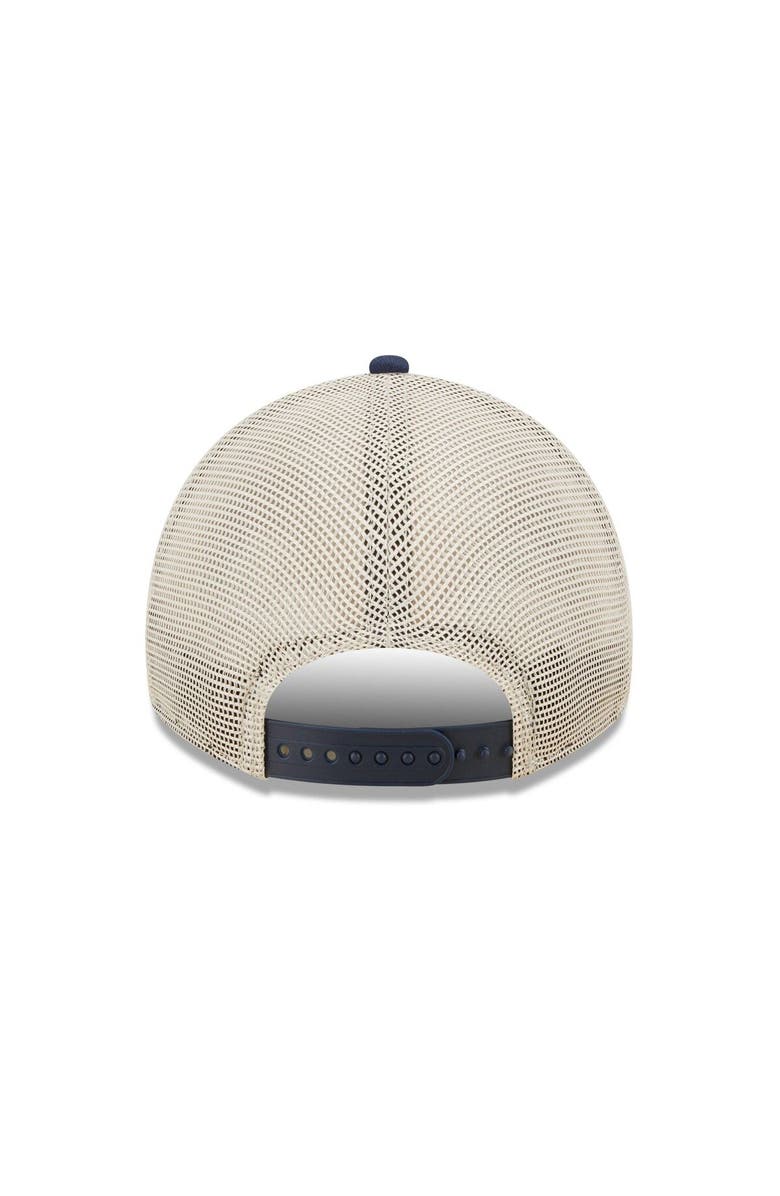 New Era Men's New Era  Navy/Natural New England Patriots  Devoted Trucker 9TWENTY Snapback Hat, Alternate, color, 