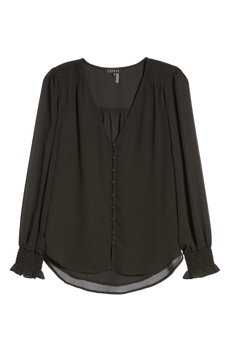 1.STATE Smocked Detail Button-Up Blouse, Alternate, color, 