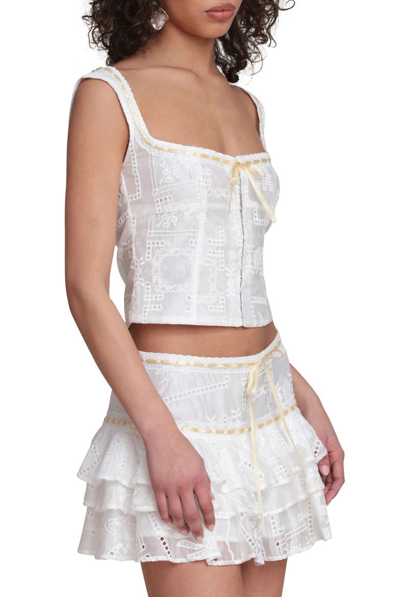 Embroidered Bustier Top, Alternate, color, WHITE