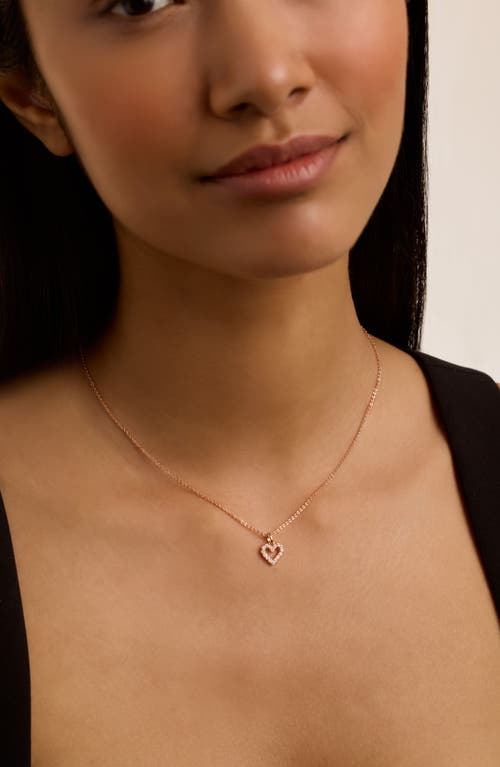 Ted Baker Amore Crystal Heart Pendant Necklace In Rose Gold Tone/clear Crystal