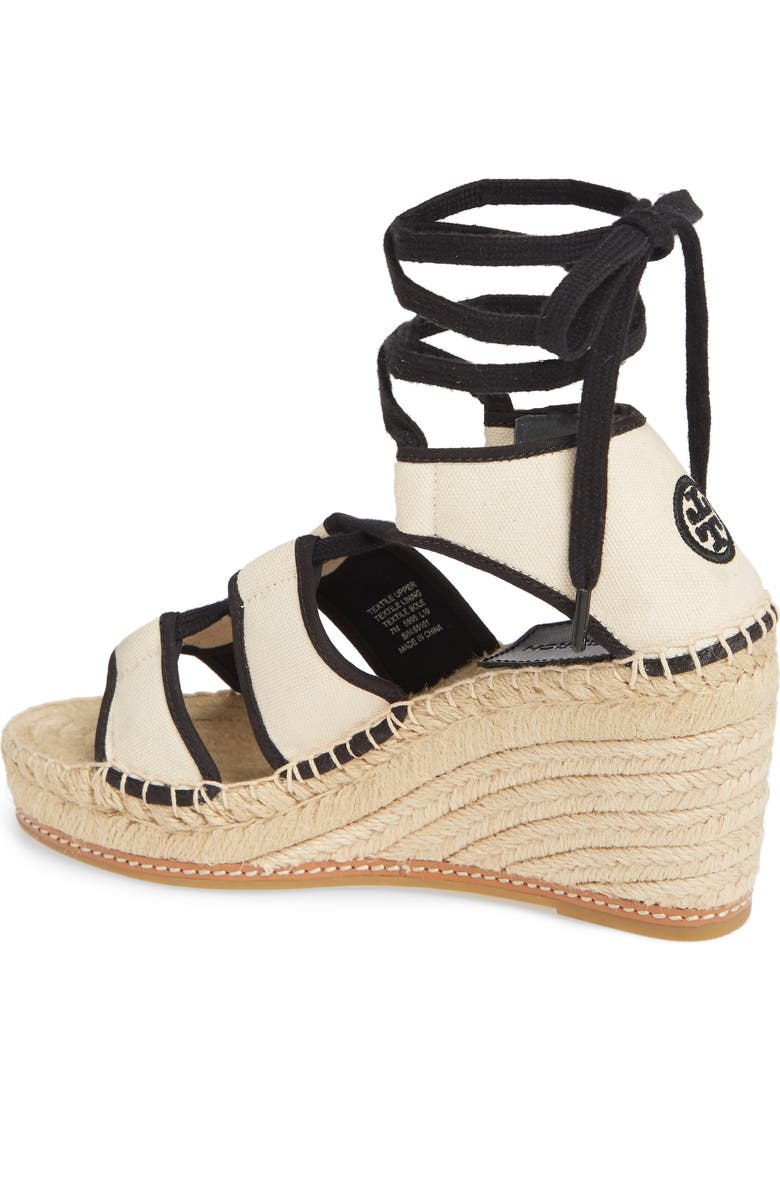 Tory Burch Ankle Tie Wedge Espadrille, Alternate, color,