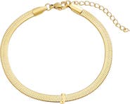 Adornia 18k Gold Plated Initial Herringbone Chain Bracelet
