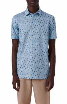 Bugatchi Milo OoohCotton® Palm Tree Print Short Sleeve Button-Up Shirt