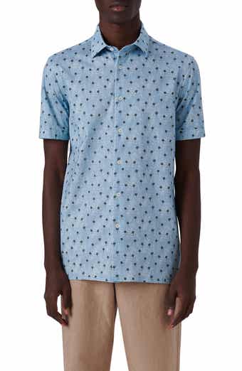 Bugatchi Milo OoohCotton® Palm Tree Print Short Sleeve Button-Up Shirt