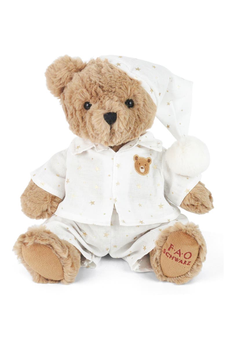 Fao Bear with Star Pajamas Stuffed Animal, Main, color, WHITE