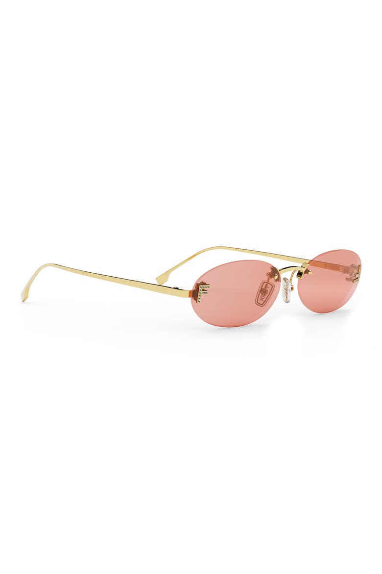 'Fendi First 54mm Oval Sunglasses, Alternate, color, SHINY ENDURA GOLD / BORDEAUX
