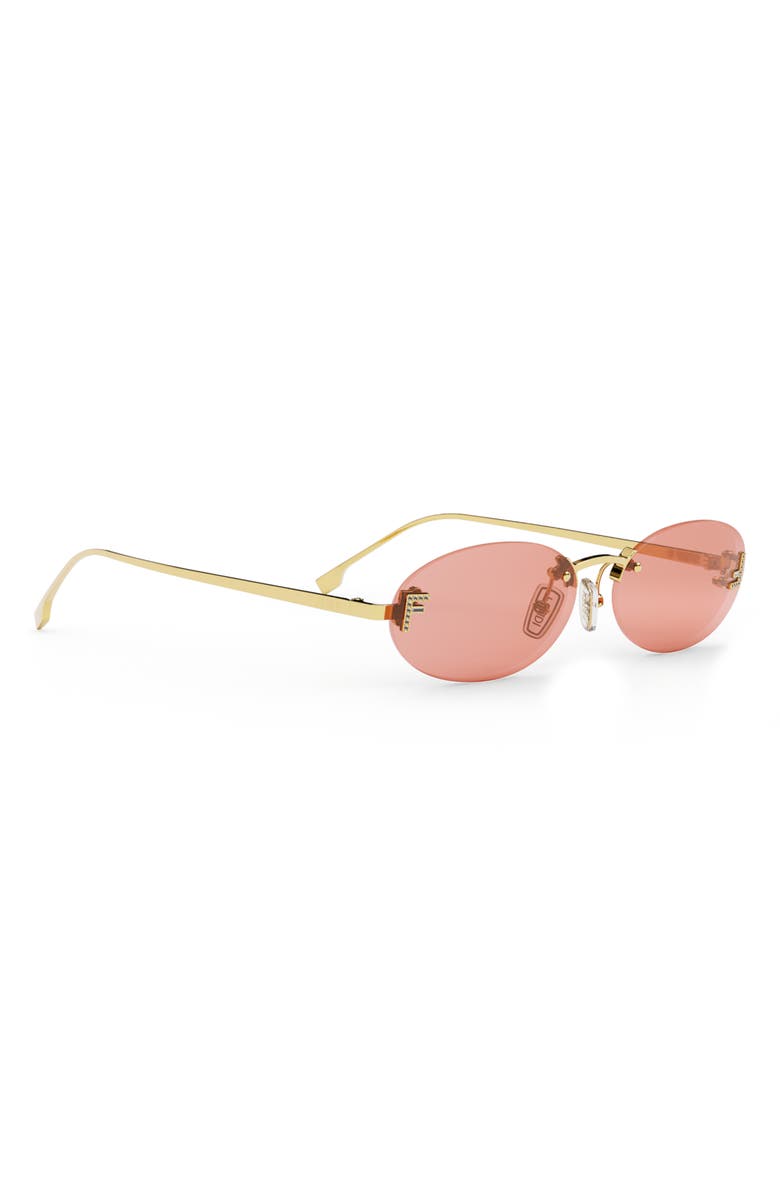 Fendi 'Fendi First 54mm Oval Sunglasses, Alternate, color, Shiny Endura Gold / Bordeaux