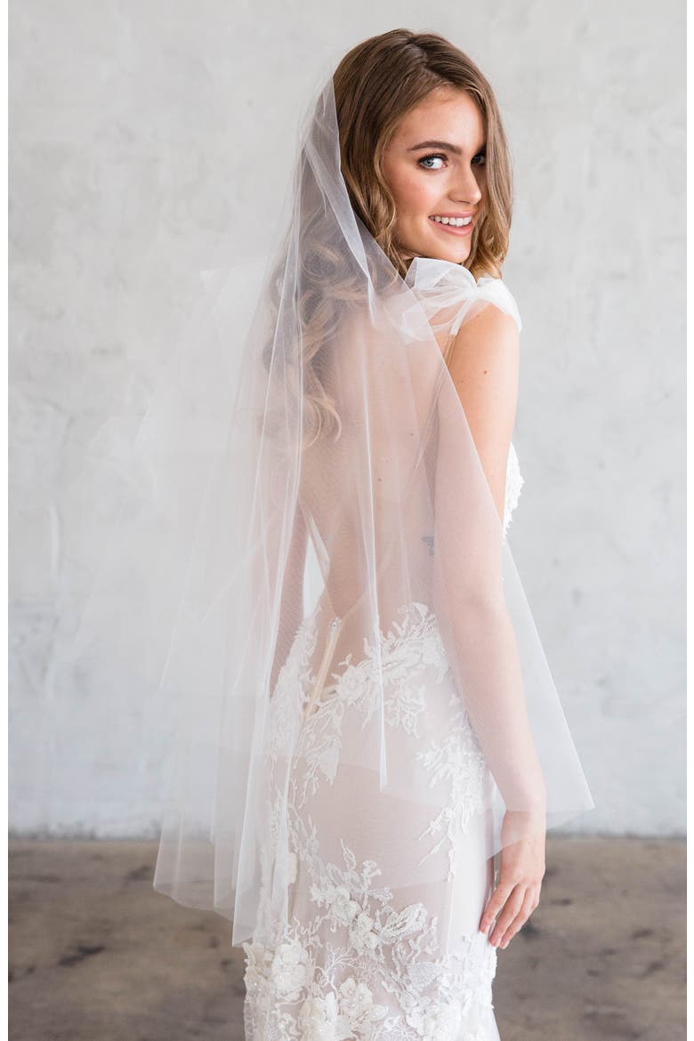 Danton Tulle Fingertip Veil, Main, color, IVORY