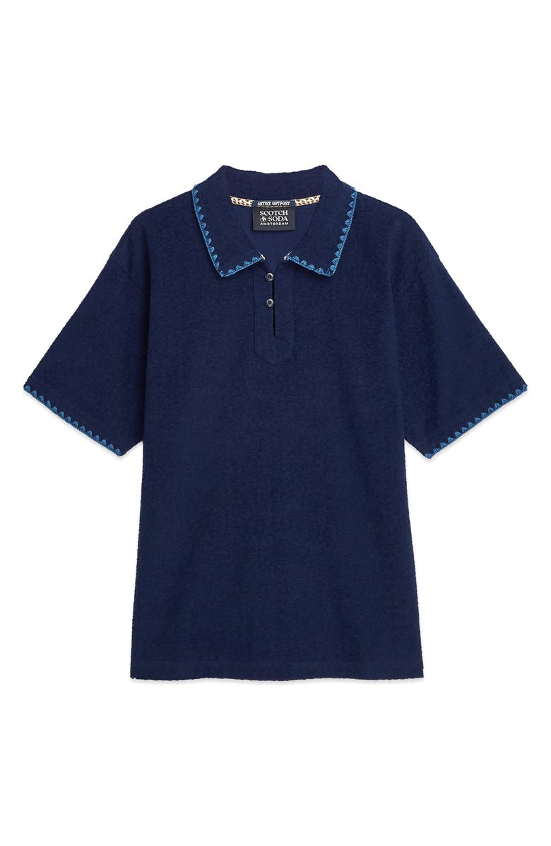 Scotch & Soda Jacquard Toweling Polo, Alternate, color, Pageant Blue