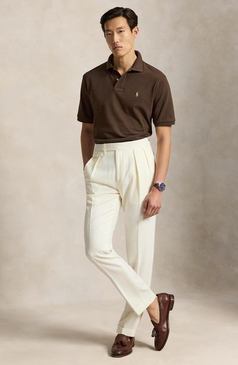 Polo Ralph Lauren The Iconic Solid Cotton Piqué Polo, Alternate, color, Nutmeg Brown