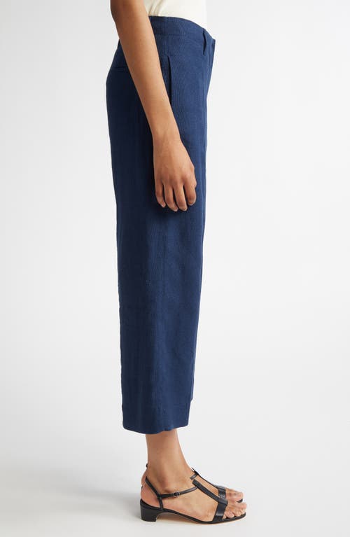 Max Mara Marco Stretch Linen & Cotton Crop Pants In Navy
