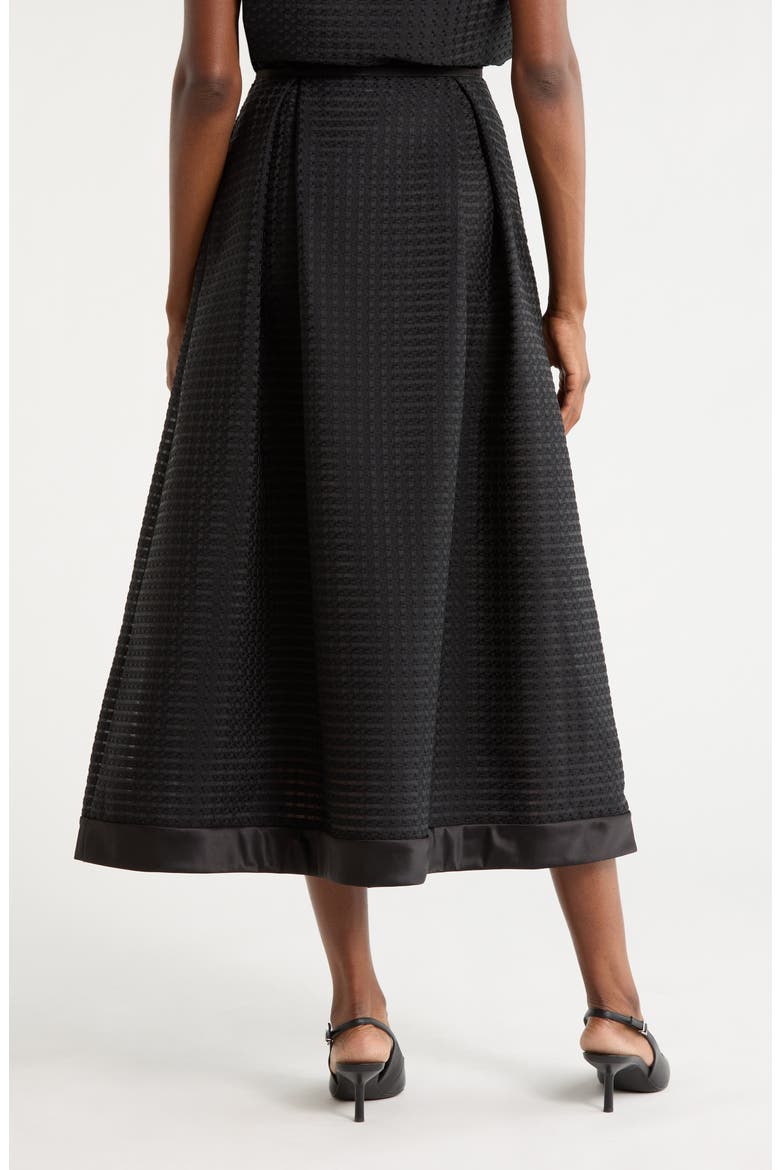 Pleated Jacquard Midi Skirt, Alternate, color, SOLID BLACK