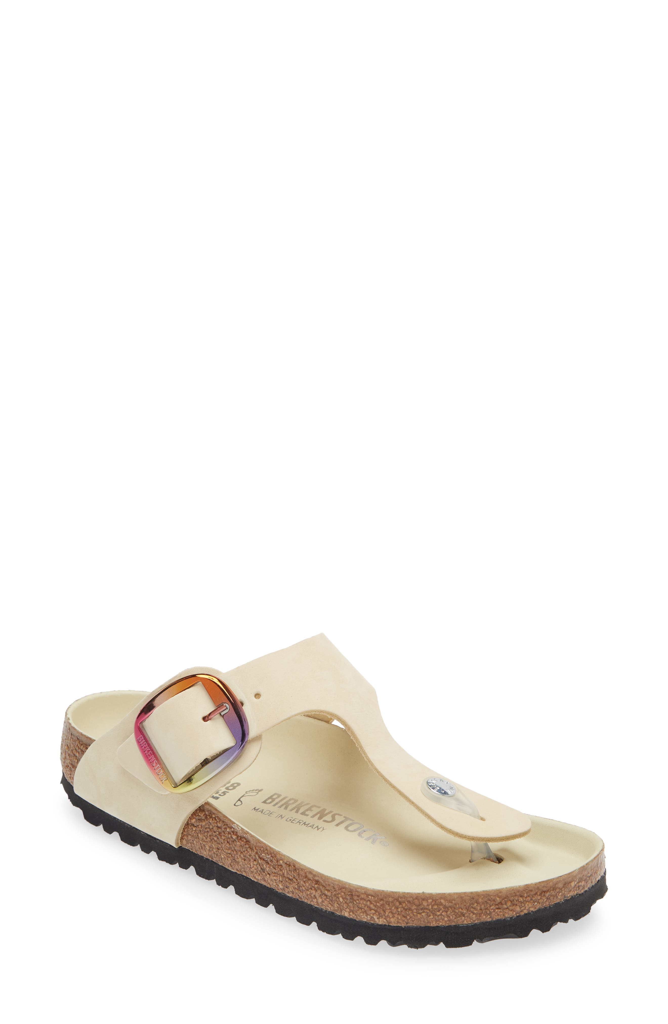 Birkenstock Gizeh Iridescent Buckle Flip Flop, Main, color, Beige