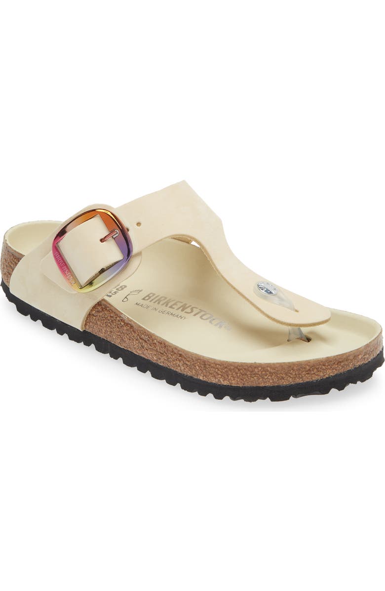 Birkenstock Gizeh Iridescent Buckle Flip Flop, Main, color, Beige