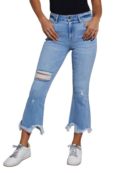 Crop Flare 5-Pocket Hi-Low Fray Hem - Tide & Table