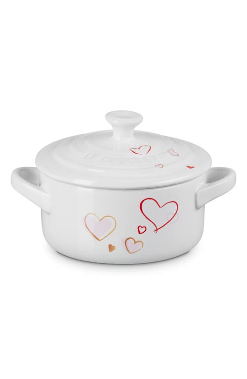 Le Creuset Stoneware Mon Coeur Classic Round Mini Cocotte In White