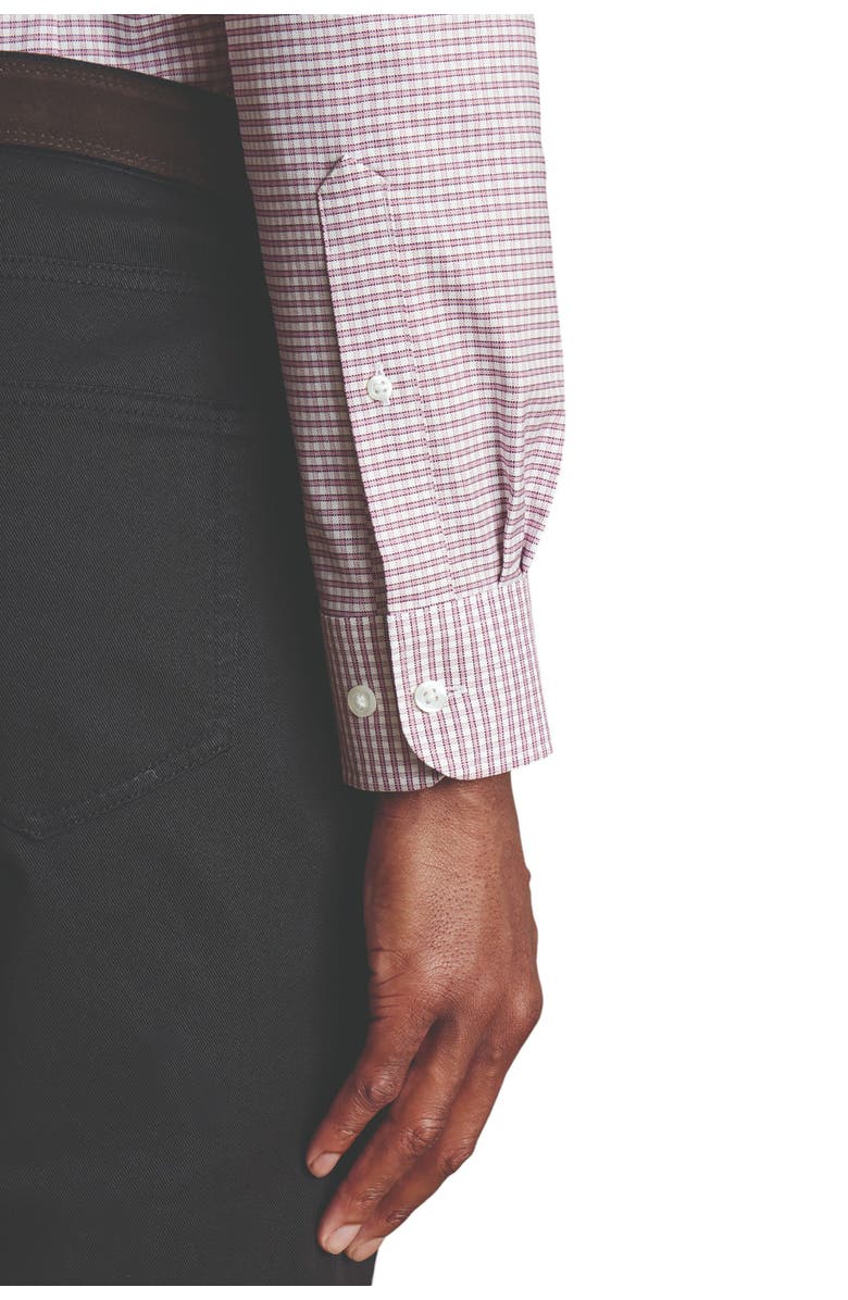 Charles Tyrwhitt Slim Fit Button-Down Collar Non-Iron Stretch Check Oxford Shirt, Alternate, color, Claret Pink