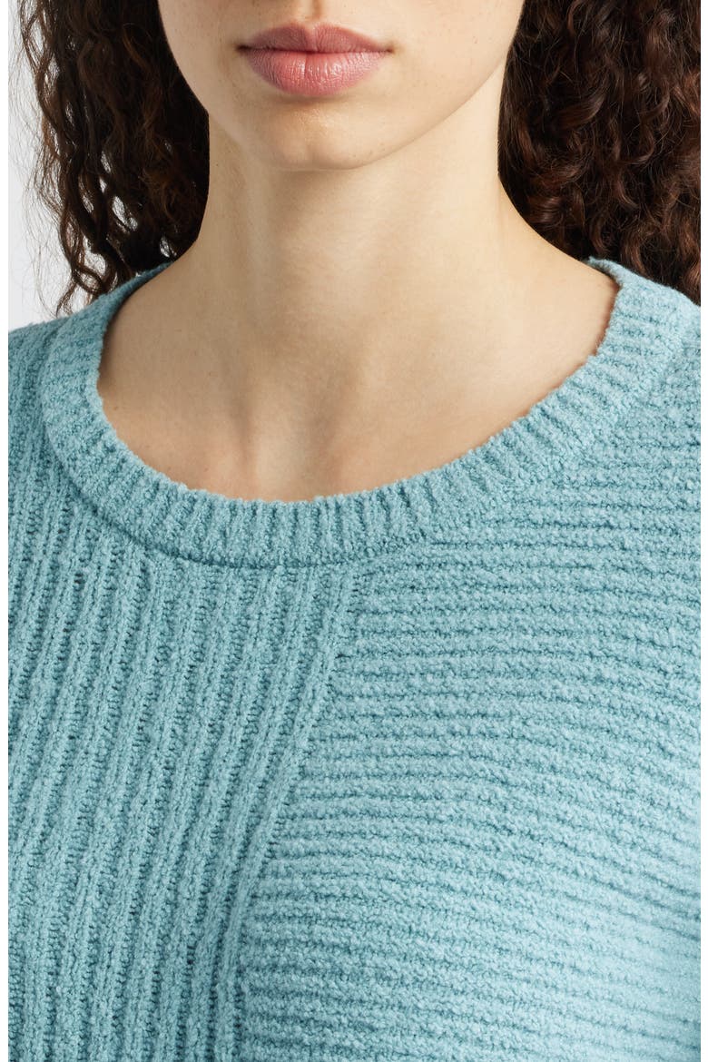 Crewneck Rib Organic Cotton Blend Sweater, Alternate, color, SEAFOAM