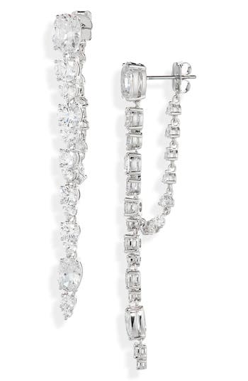 Nadri Linked Drop Earrings In Silver