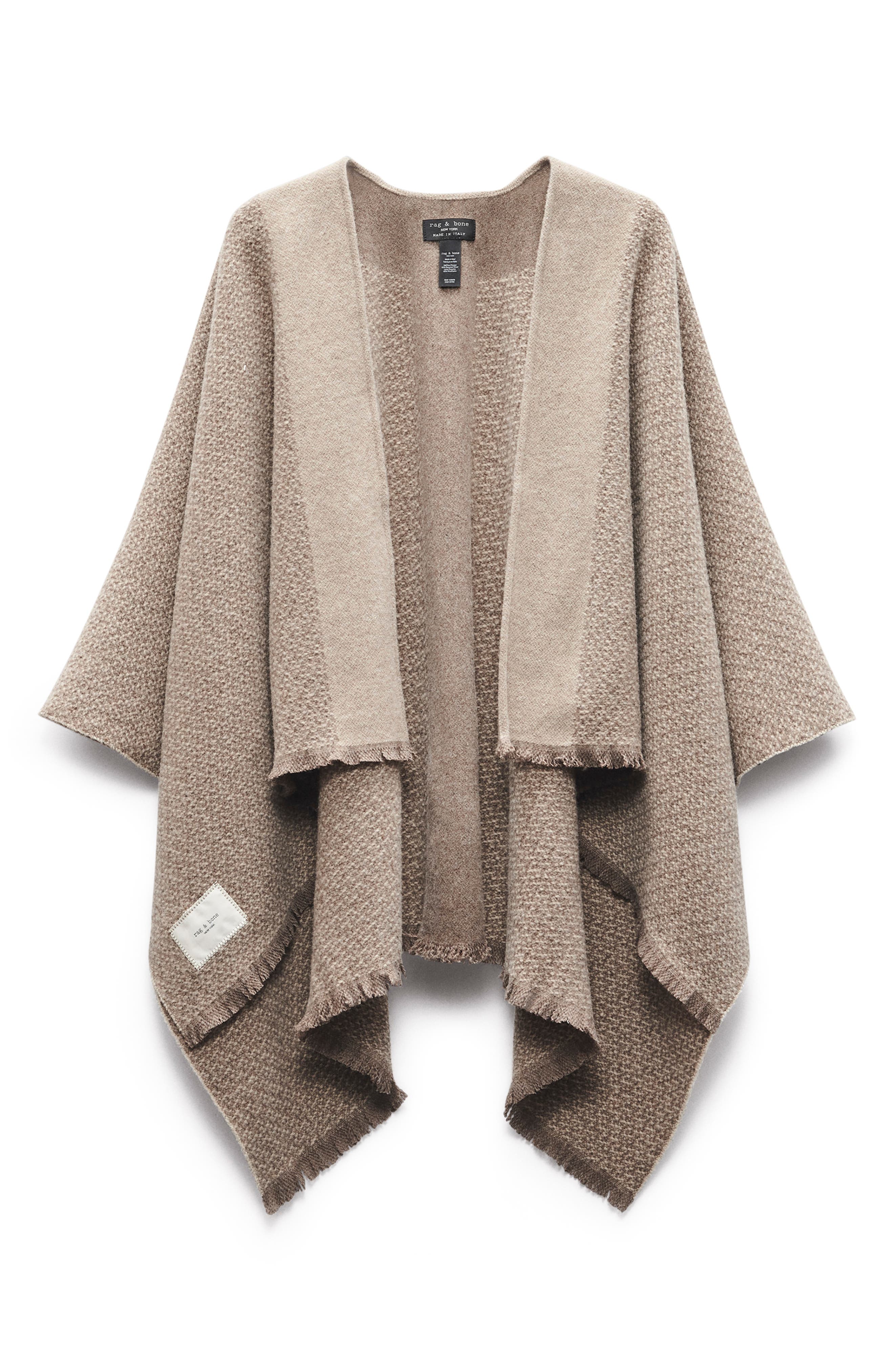 rag & bone Joni Wool Tweed Reversible Poncho Wrap