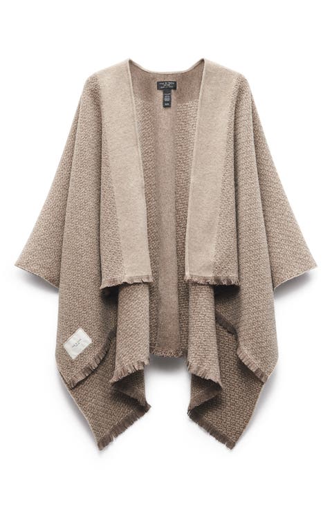 Joni Wool Tweed Reversible Poncho Wrap