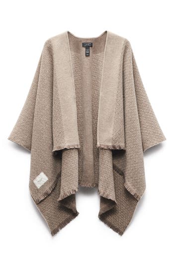 Rag & Bone Joni Wool Tweed Reversible Poncho Wrap In Sand