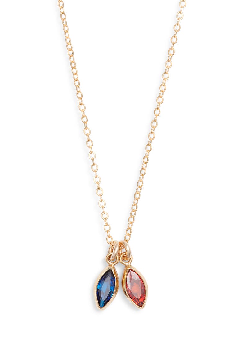 Marquise Multibirthstone Charm Necklace, Main, color, GOLD / 2 CHARMS