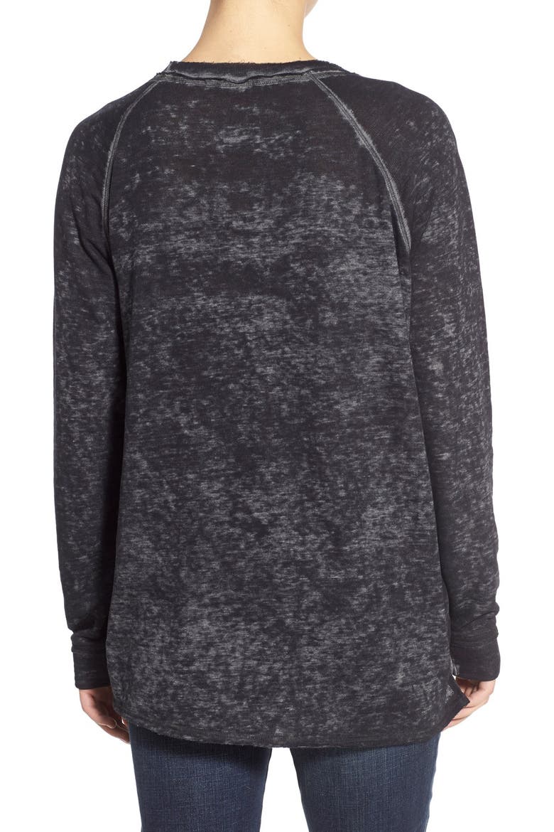 Burnout Raw Edge Sweatshirt, Alternate, color, BLACK