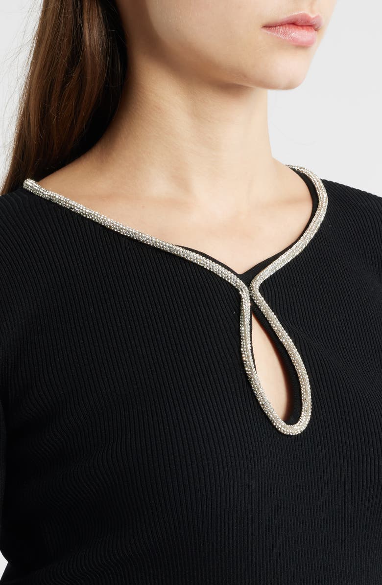 Elie Tahari The Alana Rhinestone Neck Sweater, Alternate, color, Noir